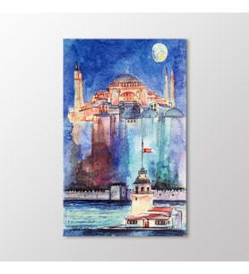Arty Tablo Suluboya, Kız Kulesi ve Ayasofya Camii Tablo (Karışık)