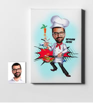 BK Gift Kişiye Özel Bay Chef Karikatür Kanvas Tablo 50x70cm 1