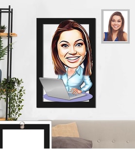 Kişiye Özel İş Kadını Karikatürlü 3D Ahşap Tablo 30x47 Bayan-7
