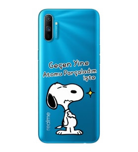 Snoopy Tasarımlı Süper Şeffaf Silikon Telefon Kılıfı Oppo Realmi C3