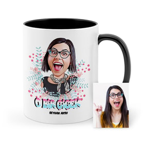 BK Gift Kişiye Özel Kadınlar Günü Temalı Karikatür Siyah Kupa Bardak  6