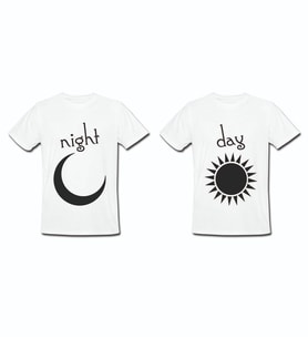 Night Day Tasarımlı 2'li Sevgili Tişörtü