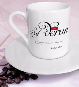 BK Gift Kişiye Özel Mânâ Safderun Türk Kahvesi Fincanı (Beyaz)