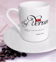 BK Gift Kişiye Özel Mânâ Safderun Türk Kahvesi Fincanı (Beyaz)