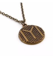 BRONZ METAL KAYI BOYU OK YAY IYI YAZILI ERKEK KOLYE Q0163