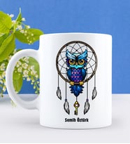 BK Gift Kişiye Özel Baykuş Tasarımlı Beyaz Kupa Bardak-3