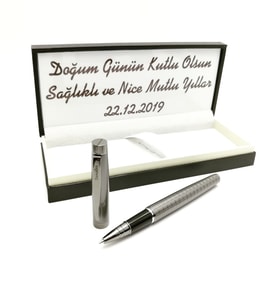 Kişiye Özel Karbon Gri Roller Kalem ( Ömür Boyu Garantili )