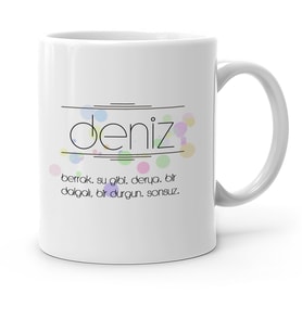 BK Gift Kişiye Özel İsim Anlamı Beyaz Kupa Bardak  2
