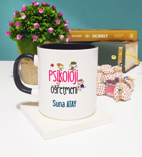 Psikoloji Öğretmeni Tasarımlı Kişiye Özel Psikoloji Öğretmeni Kupa Bardak Siyah