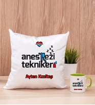 Anestezi Teknikeri Kare Yastık ve Yeşil Kupa Bardak