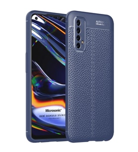 Microsonic Realme 7 Kılıf Deri Dokulu Silikon Lacivert