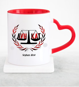 BK Gift Kişiye Özel Mesleki Avukat Kırmızı Kalpli Kupa Bardak  11
