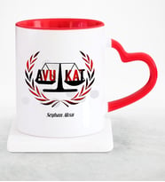BK Gift Kişiye Özel Mesleki Avukat Kırmızı Kalpli Kupa Bardak  11