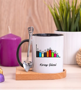 İktisatçı Ahşap Altlıklı Siyah Kupa Bardak