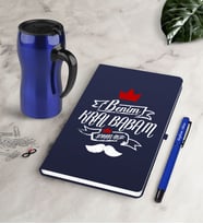 BK Gift Kişiye Özel Benim Kral Babam Lacivert Defter Kalem Termos Mug Seti (Model 1)