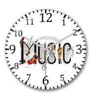 Music Duvar Saati Bombeli Gercek Cam