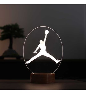 Jordan Led Gece Lambası Basketbol Sporcularına Hediye Lamba Ahşap Taban 7 Farklı Işık Renkli