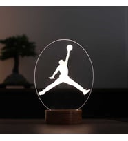 Jordan Led Gece Lambası Basketbol Sporcularına Hediye Lamba Ahşap Taban 7 Farklı Işık Renkli