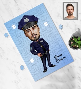 Kişiye Özel Polis Karikatürlü A4 99 Parça Puzzle Bay-3