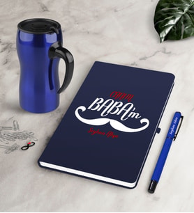 BK Gift Kişiye Özel Canım Babam Lacivert Defter Kalem Termos Mug Seti-8 (Model 1)