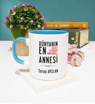 Anne Tasarımlı Kişiye Özel Anneler Günü Hediyesi Kupa Bardak Mavi