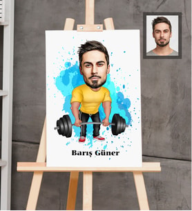 Kişiye Özel Sporcu Karikatürlü  Ahşap Tablo 30x47 Bay-7