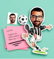 BK Gift Kişiye Özel Bay Siyah Beyaz Futbolcu Karikatürlü Ahşap Magnet (Çok Renkli)