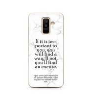 Samsung A6 Plus Beyaz Mermer Söz Tasarımlı Telefon Kılıfı