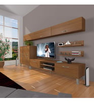 Decoraktiv Eko 8 Slm Dvd Krom Ayaklı Tv Ünitesi Tv Sehpası (Ceviz)