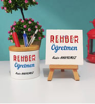 Rehber Öğretmeni Kalemlik ve Dekoratif Taş Baskı Seti