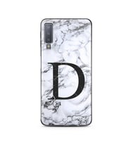 Samsung A7 (2018) Beyaz Mermer Harf Tasarımlı Telefon Kılıfı D-Harfi 
