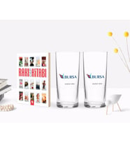 BK Gift Kişiye Özel Renkli Baskılı Bursa Tasarımlı Turistik İkili Rakı Bardağı ve Rakı Cep Kitabı Hediye Seti-2 (Model 1)