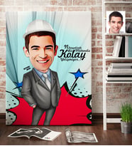 BK Gift Kişiye Özel Bay Mühendis Karikatür Kanvas Tablo 70x100cm 1