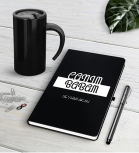 BK Gift Kişiye Özel Canım Babam Siyah Defter Kalem Termos Mug Seti-4 (Model 1)