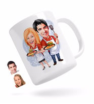 BK Gift Kişiye Özel Sevgililer Karikatürlü Beyaz Kupa Bardak-57