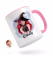 BK Gift Kişiye Özel Kadın Cadı Karikatürlü Pembe Kupa Bardak-2