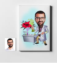 BK Gift Kişiye Özel Bay Kimya Mühendisi Karikatür Kanvas Tablo 50x70cm 1