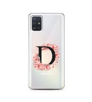 Pembe Çiçekli Harf Tasarım Süper Şeffaf Silikon Telefon Kılıfı Samsung A51 D-Har