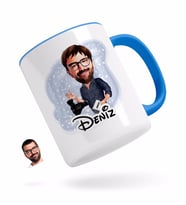 BK Gift Kişiye Özel Erkek Yönetmen Karikatürlü Mavi Kupa Bardak-1