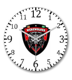 Werewolves Duvar Saati Bombeli Gercek Cam