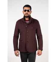 NOTRA REGULAR FİT DÜĞMELİ KAŞE KABAN (Bordo)