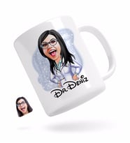 BK Gift Kişiye Özel Kadın Doktor Karikatürlü Beyaz Kupa Bardak-1