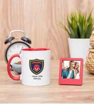 Deniz Kuvvetleri Kırmızı Kupa Bardak ve Kırmızı Mini Fotoğraf Çerçevesi