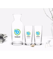 BK Gift Kişiye Özel Renkli Baskılı Tekirdağ Tasarımlı Turistik İkili Rakı Bardağı ve Karaf Hediye Seti-1 (Beyaz)