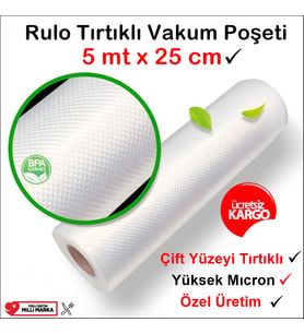 Rulo Tırtıklı Vakum Torbası-Poşeti 5 Metre X 25 Santim