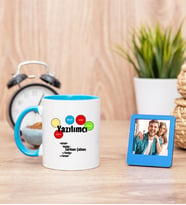 Yazılımcı Mavi Kupa Bardak ve Mavi Mini Fotoğraf Çerçevesi