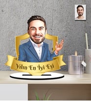 Kişiye Özel Yılın En İyi Eşi Karikatür Ahşap Biblo