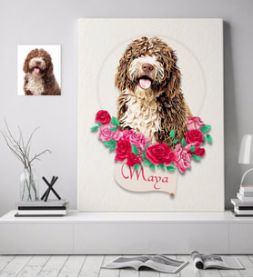BK Gift Kişiye Özel Evcil Dost İllüstrasyon Tasarımlı Kanvas Tablo 70x100cm-1