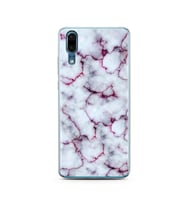 Mor Mermer Tasarımlı Süper Şeffaf Silikon Telefon Kılıfı Huawei P20   