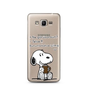 Snoopy Tasarımlı Süper Şeffaf Silikon Telefon Kılıfı Samsung J2 Prime